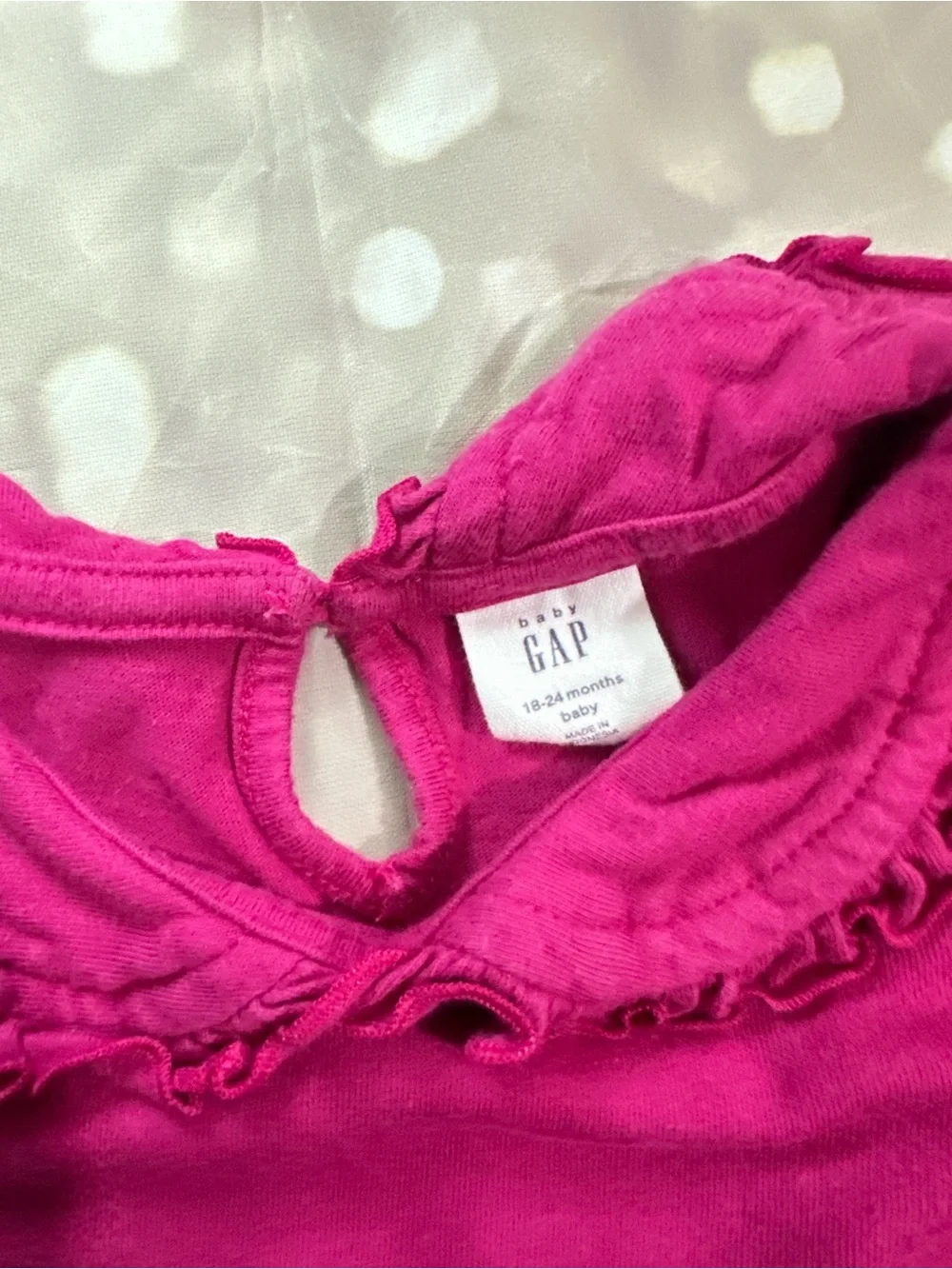 GAP Long-Sleeve Ruffle Collar Tee - Magenta